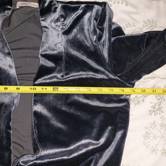 Bishop & Young Icon Blazer Velvet In Emerald Blue 3/4 sleeve Career Board room - Picture 5 of 13